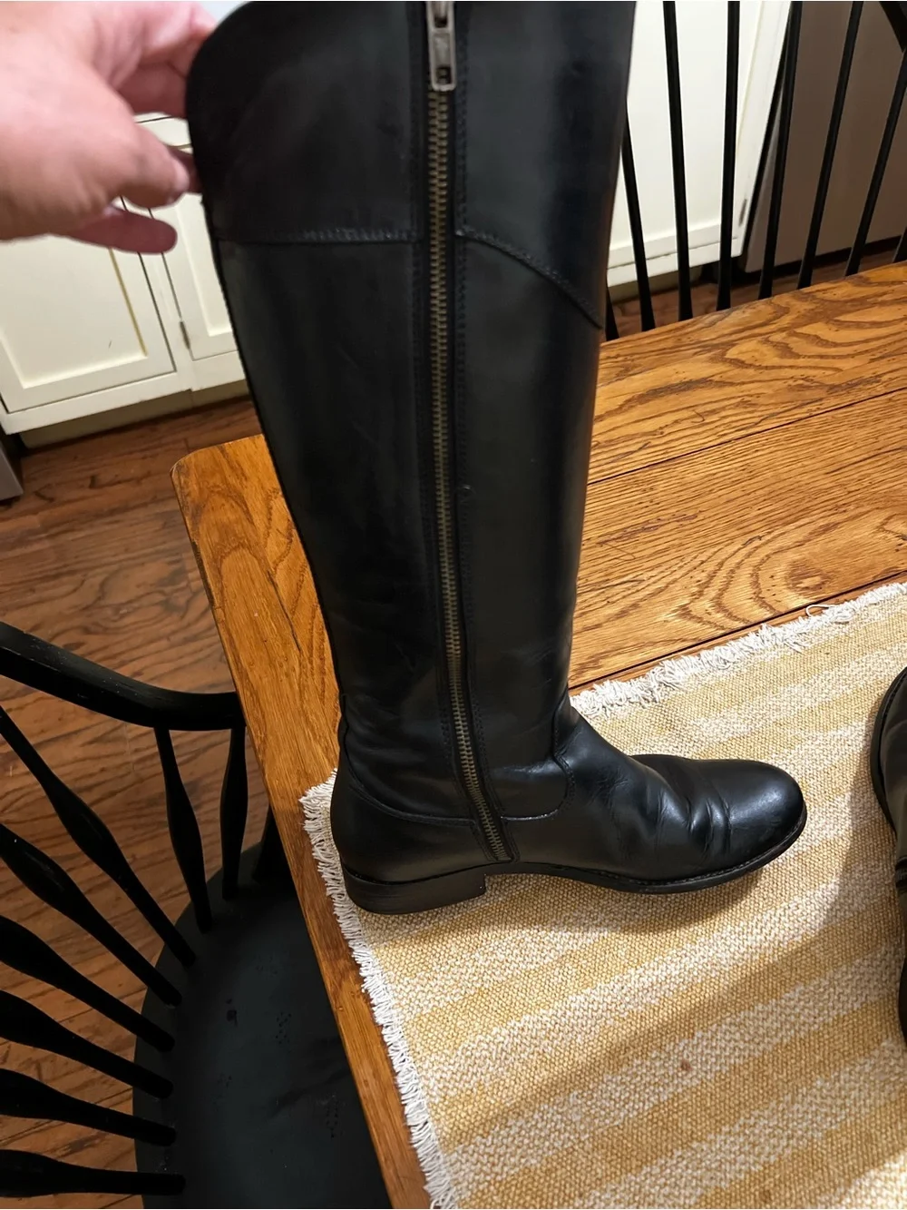 Frye Black Leather Over-the-Knee Riding Boots